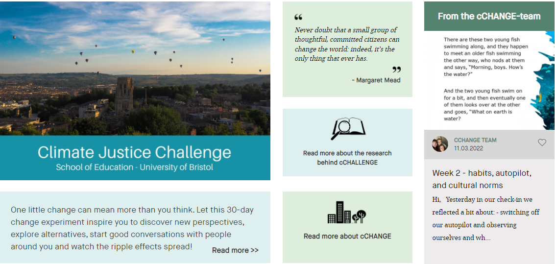 an image of the CChallenge School of Education web page